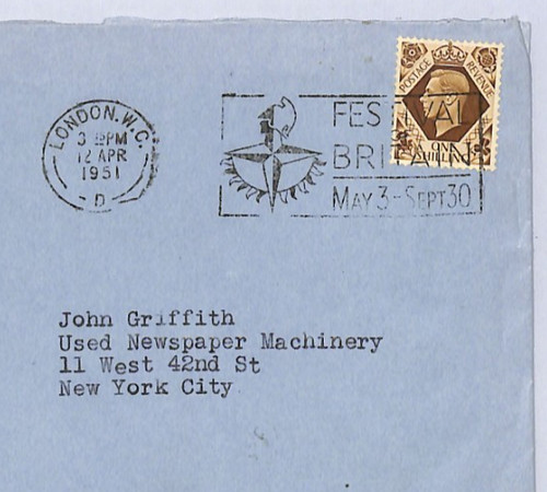 Kgvi air mail rate cover - gb,